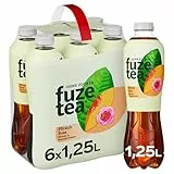 Fuze Tea Zero Schwarzer Tee Pfirsich-Rose Eistee – 6 x 1250 ml Einwegflaschen – zuckerfreies Erfrischungsgetränk mit Schwarztee & Pfirsichgeschmack – Ready to Drink, nachhaltig angebaut