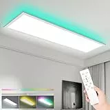 LEOEU LED Panel Deckenleuchte mit Fernbedienung 120x30CM, 40W 4800LM RGB Deckenlampe Farbwechsel, Deckenlampe Dimmbar 3000K-6500K Ultra Dünn Panel für Wohnzimmer Kinderzimmer schlafzimmer