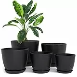 Utopia Home 5er-Pack Blumentopf 18/17/15/13/12 cm Übertopf mit Untertasse Für Küche, Balkon Blumentöpfe mit Untertasse Gartenpflanzen Sukkulenten, für Zimmerpflanzen Schwarz.