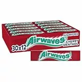 Airwaves Kaugummi | Cherry Menthol | Rot, zuckerfrei | 30 Packungen (30 x 12 Dragees)