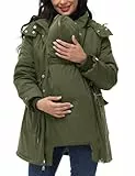 Maacie Umstands Baumwolljacke Jacke Stehkragen Wasserdichte Baumwolljacke 2025 Winter Coat Armeegrün L