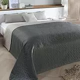 Delindo Lifestyle Tagesdecke Belford anthrazit grau, Bettüberwurf für Einzelbett, einfarbig, Gesteppt, 140x210 cm