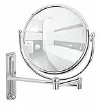 WENKO Kosmetikspiegel Deluxe Groß - Wandspiegel, höhenverstellbar, schwenkbar, Spiegelfläche 19 cm 500 % Vergrößerung, Stahl, 23 x 28.5 x 33 cm Silber