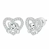Arrebol Hund Welpen Ohrringe 925 Sterling Silber Damen Herz Ohrstecker Haustier Liebhaber Original Schmuck Für Frauen Schwester Freundin Mutter Tochter Geschenk