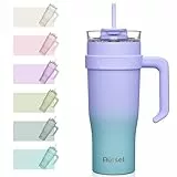 Autsel 40oz Trinkbecher mit Deckel und Strohhalm,1200ml Thermobecher mit Strohhalm und Henkel, Doppelwandiger Edelstahl Vakuum Isolierbeche Kaffeebecher to Go, Tragbare Auto Becher