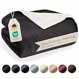 Blumtal Premium Sherpa Kuscheldecke flauschig 150x200 cm - Oeko-Tex zert. Sofa Decke mit Dicker Sherpa-Innenseite - super Flauschige Decke extra dick und wärmend - Plüschdecke - Anthrazit