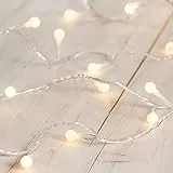 Lights4fun 40er LED Kleine Kugel Lichterkette mit warm weißem Licht 6 m Strombetrieb Lichterkette Innen mit Stecker [Energieklasse A++] Deko Kinderzimmer Wohnzimmer Party