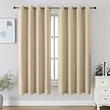 CUCRAF Hellbeige Verdunkelungsvorhänge, 137,2 cm Länge, 2 Paneele, Raumverdunkelungsvorhänge für Wohnzimmer, Schlafzimmer, wärmeisoliert, lichtblockierend, Fenstervorhang, B 132 x L 137 cm