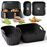 Silikonform Heißluftfritteuse Zubehör für Philips Dual Basket Airfryer 3000-5000 serie 9L(6L/3L), Airfryer Silikonform Zubehör für Cookwise Dual Zone 9L(3L/6L)