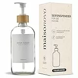 MaisoNovo Seifenspender 1-teiliges Set | 500 ml Badezimmer-Seifenspender mit transparenten Flaschen und weißen Bambuspumpen