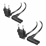 Cable Matters 2er-Pack Gewinkeltes Stromkabel 2 polig - 1m, 90° Winkelstecker Typ C (CEE 7/16) auf C7 Kabel, Euro Netzkabel für Fernseher, PS5, PS4, Xbox, Radios, Schwarz