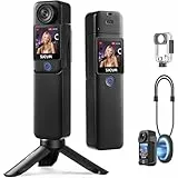 SJCAM C300 Vlog Kamera 4K(Keine Speicherkarte),7 Stunden Akkulaufzeit,6-Achsen-Stabilisierung,Dual-Touchscreen,154° Weitwinkel,30M Wasserdicht,Action cam mit Zubehör-Kits Geschenke,Schwarz
