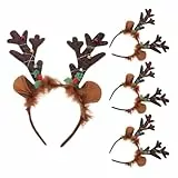 SOLUSTRE Rentier Geweih Stirnband LED Leuchten Haarreifen Weihnachten Haarband Kopfbedeckungen Kinder Erwachsene Weihnachten Party Cosplay Kostüm Zubehör Foto Requisiten 4 Stück