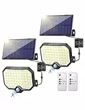 TECKNET Solarlampen für Außen mit Bewegungsmelder, 252 LED Super Helle 3 Modi Solarleuchte Aussen mit 270° Weitwinkelbeleuchtung, IP65 Wasserdichte Solar Wandleuchte für Garten Garage Aussen 2 Stück