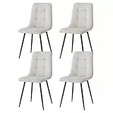 GrandCA HOME 4er-Set Esszimmerstühle,mit Cord-Polstersitz, Moderne Küchenstühle mit Metallbeinen, Grau