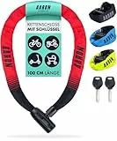 AARON Lock One Fahrradschloss mit Schlüssel, Kettenschloss aus Stahl und hoher Sicherheitsstufe | Schloss für für E-Bike, Mountainbike, Trekkingrad, Tourenrad, Rennrad in rot