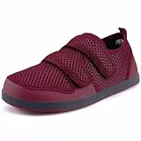 Hsyooes Herren Hausschuhe Damen Klettverschluss Freizeitschuhe Extra Weit Verstellbare Sandalen Atmungsaktiv Rutschfest Bequemer Senioren 39 EU Rot-A