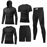 JULY'S SONG Sportbekleidung für Herren Kompression 5pcs Set Fitness Kleidung Trainingsanzug Männer Elastische Sportwear Gym Running Outfit Outdoor