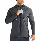BROKIG Leichte Laufjacke Herren, Schnelltrocknende Trainingsjacke Atmungsaktives Hoodie Brusttasche mit Reißverschluss (Dunkelgrau,XXL)