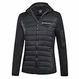Black Crevice Damen Hybridjacke mit Kapuze I leichte, elastische Funktionsjacke im Strickdesign I Winddicht, wasserabweisend & atmungsaktiv – für Outdoor, Wandern & Wintersport, schwarz, 44