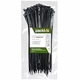 PACKIVO Kabelbinder Schwarz 200mm x 4,8mm, 100 Stück UV-beständige Kabelbinder, 22kg Zugfestigkeit, Innen- und Außengebäude, Haushalt, Büro