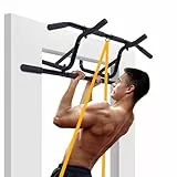 AthleticPro Klimmzugstange für Türrahmen ohne Bohren zum Einhängen – Stabile Pull Up Bar & Türreck für Zuhause [bis 90cm breite Tür] – Für Klimmzüge, Dips & Push-Ups (Schwarz, Profi Klimmzustange)