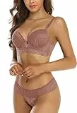 SHEKINI Damen BH Set Spitze BH Und String Push Up Bügel BH Abnehmbare Träger Sexy Unterwäsche Lingerie Tanga Dessous Sets