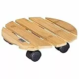 WAGNER Pflanzenroller Bamboo Ø 29 x 7 cm I Pflanzenroller für den Innenbereich, Bambusholz hell I Kübelroller aus Bambus I Tragkraft 100 kg - 20026701