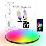 OPPEARL LED Deckenleuchte Dimmbar Flach Rund Schwarz 24W Deckenlampe mit Fernbedienung, RGB Steuerbar via App, 2700K-6500K Smart LED Deckenlampe für Schlafzimmer Kinderzimmer Büro Wohnzimmer Ø30CM