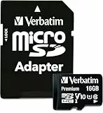 Verbatim Premium microSD HC Speicherkarte - 16 GB - inkl. Adapter, Class 10, bis zu 80 MB/s Lesegeschwindigkeit