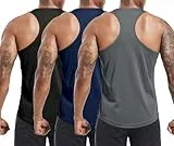 Holure 3er Pack Tank Top Herren, Achselshirts Sport Ärmelloses Shirt Unterhemd Fitness Sleeveless T-Shirt für Training Fitness Bodybuilding Vest Schwarz/Dunkelgrau/Marine XL