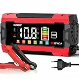 12V 10A Autobatterie Ladegerät mit Farbdisplay, automatischer Abschaltung & Temperaturkompensation, für Auto/Motorrad (AGM/EFB/Gel/LiFePO4), 6-Fach Schutz(Rot 10)