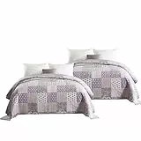 WOLTU® 2 x Tagesdecken Bettüberwurf Steppdecke Patchwork Wendedesign Bettdecke Stepp Decke Doppelbett unterfüttert und gesteppt, 150x200 cm