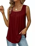 Cuptacc Tops, T-Shirts & Blusen Strandwear Top Damen Ärmelloses Top Damen Bluse Mit Falten Loose Fit Blusen & Tuniken Für Damen Burgunderrot XL 46-48