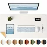 Aothia Kork-Schreibtischunterlage, beidseitige Schreibunterlage mit Naturkork & PU-Leder, Mausunterlage/Tischschutz,Leicht zu reinigen, wasserdicht für Büro/Haus/Deko (Off Weiß,90x40cm)