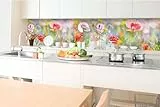 Küchenrückwand Folie Selbstklebend SOMMERWIESE 350 x 60 cm | Klebefolie - Dekofolie - Spritzschutz für Küche | Made in EU