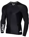 LAFROI Herren Langarm UPF 50+ Kompressionsshirt Rash Guard-CLYYB (Asymmetric Black,MD)