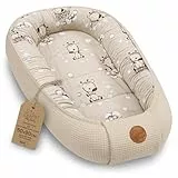Babynest Neugeborene Nestchen Baby 50x90cm - Kokon Handmade zweiseitig aus Baumwolle Waffel mit Babynestchen Giraffen