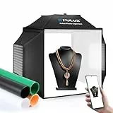 PULUZ 40 cm Fotobox Softbox 40x40cm Fotostudio Lichtzelt mit 5500K Beleuchtung & 4 Farben Hintergründen, Beleuchtungskit für Produktfotografie, Schmuck und kleine Objekte