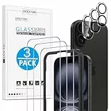 OMOTON für iPhone 16 für Panzerglas mit Rahmen-Installationshilfe, kompatibel mit iPhone 16 Kamera Schutzfolie, Anti- Kratzer, Bläschenfrei, 9H Härte Folie, 3+3 Stück