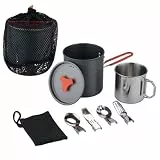 ISFORU Camping-Topf, tragbar, leicht, Rucksackreisen, Wandern, Outdoor, Kochgeschirr mit Deckel, kommt mit 500 ml Becher und faltbarem Kultur-Set
