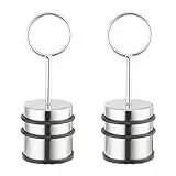 Relaxdays Türstopper, 2er Set, mit Griff, Edelstahl & Gummi, Türpuffer für Boden, innen, HxD: 20 x 7 cm, Silber/schwarz