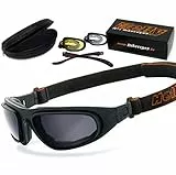HELLY® - No.1 Bikereyes® | Motorradbrille, Multifunktionsbrille | beschlagfrei, winddicht | HLT® Sicherheitsglas nach DIN EN 166 (smoke, xenolit (Nachtglas/gelb) & klar [eagle])