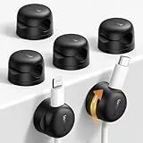 Lamicall Kabelhalter Selbstklebend, 6 Stück Kabelclips Kabelhalterung - [Upgraded 360° Drehbar] Feder Kabel Clips, [1S Klemmt] Kabelklemmen Schreibtisch für HDMI, Kabel Organizer für Tisch/Auto/Wand