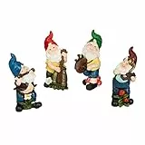 Relaxdays Gartenzwerge 4er Set, Musiker, wetterfest, Miniatur Figuren, frostsicher, Deko Wichtel, außen, Polyresin, bunt