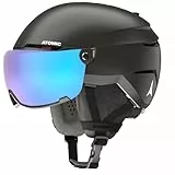 ATOMIC SAVOR VISOR STEREO Skihelm mit Visier - Schwarz - Größe L - Maximale Stoßdämpfung - Active Aircon Belüftungssystem - Hochwertige Verspiegelung für klare Sicht