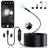Endoskopkamera mit Licht, Qimic HD Endoskopkamera Handy mit 8 LED Licht, Kein WLAN Erforderlich Inspektionskamera Wasserdichtes Ip67 Kanal-Kamera Tools für Android & iPhone (16.4 ft/5m)