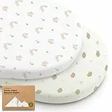 2-Pack Bio Spannbettlaken Babybett für Mädchen, Jungen - 100% Baumwolle Spannbettlaken Kinderwagen,Spannbettlaken Stubenwagen & Wiegen Matratze Bezug,Unisex Beistellbett Spannbettlaken(Nibbles/Bruce)