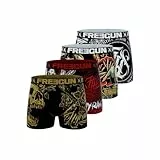 FREEGUN Hyraw Herren-Boxershorts, Piraten-Skull, originell und bequem (4 Stück), Gelb/Schwarz/Rot, XXL