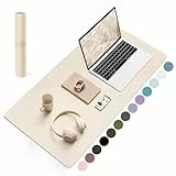 YSAGi Schreibtischunterlage, Mauspad mit Leder und Rutchfeste Wildleder, Multifunktionales Office Mousepad Laptop Schreibunterlage, Tischunterlage für Büro/Home-Office (Beige, 80x40cm)